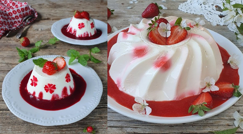 Panna cotta con fragole